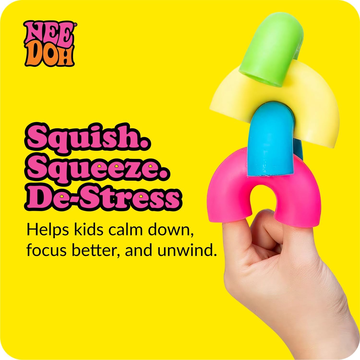 Schylling NeeDoh Mac ‘N- Squeeze - Sensory Squeeze Toy - Contains 4 Squishy Noodles - 3 Wide - Color May Vary (Pack of 1) - Image 6