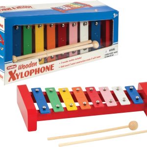 Schylling Wooden Xylophone - Colorful Kids Instrument - Includes Wooden Mallets and Embossed Metal Keys - Ages 3 and Up